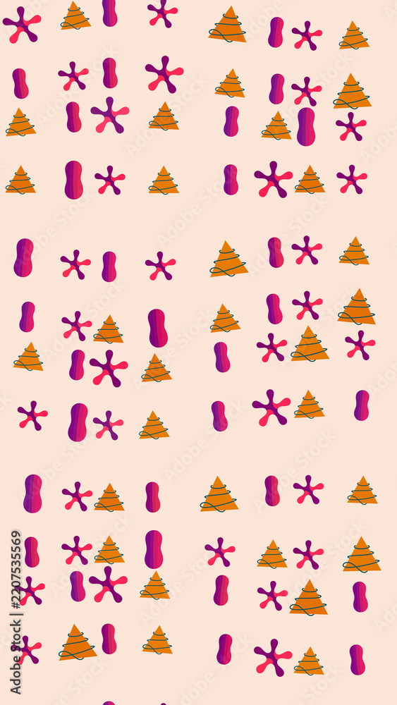 Obraz premium Stylized Christmas tree and abstract shape pattern