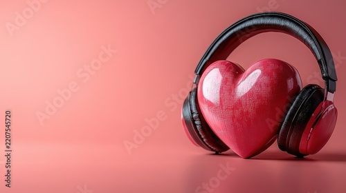 Stylish pink heart-shaped headphones resting against a soft pink background, perfect for music lovers and fashion enthusiasts