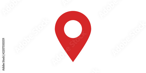 Fotografie Red map pin location marker icon on a grey background.