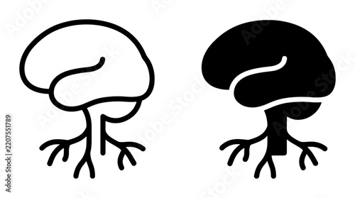 Brain and nerves icon, solid for science or health