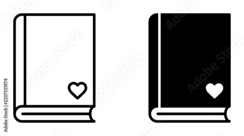 Book with heart icon, solid for reading or love