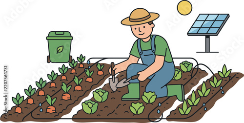 Sustainable Agriculture Icons Set – Organic Farming, Eco Friendly Farming and Environmental Conservation Symbols