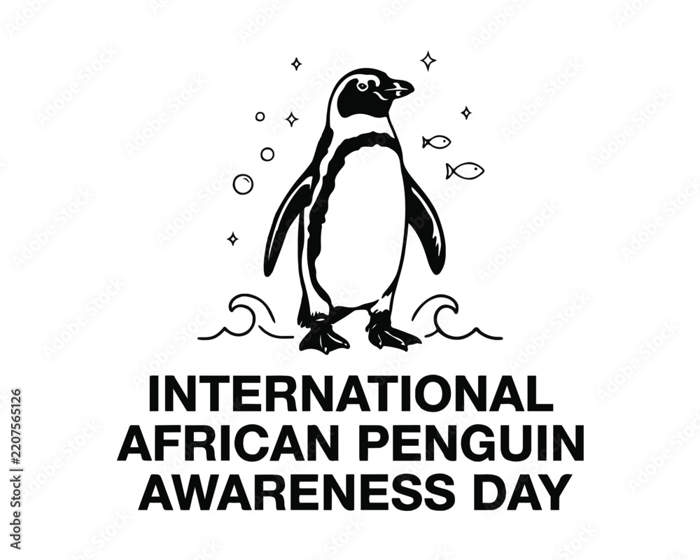 Obraz premium INTERNATIONAL AFRICAN PENGUIN AWARENESS DAY vector illustration isolated on white background