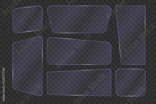 Premium Polished Glass Panel Vector with Clear Reflections, Radiant Highlight Trails, Smooth Optical Shine and Futuristic Reflective Surface Overlay on Isolated Background