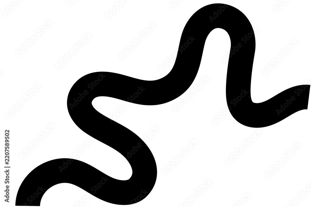 Fototapeta premium Black wavy line graphic element isolated on transparent background for modern web design.