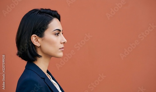 Woman Profile Portrait with Copy Space