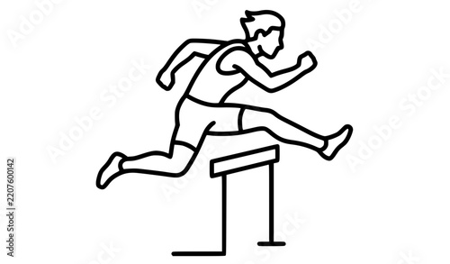 SEO Title: Track Athlete Jumping Hurdle Sports Vector Icon