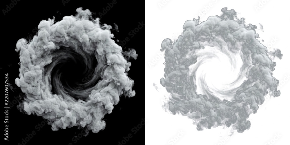 Fototapeta premium Abstract smoke ring vortex isolated on transparent background