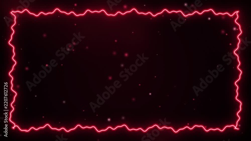 Red Neon Jagged Frame Border With Floating Particles