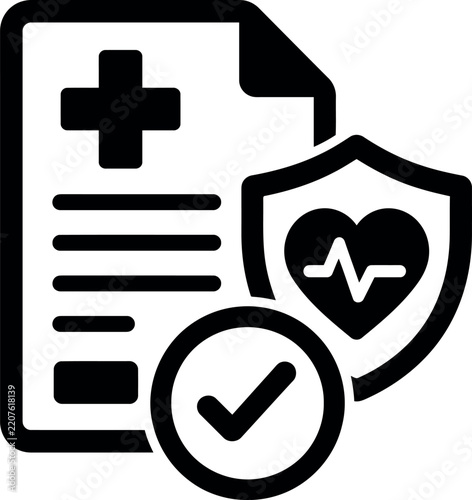 Medical prescription and health insurance approval icon