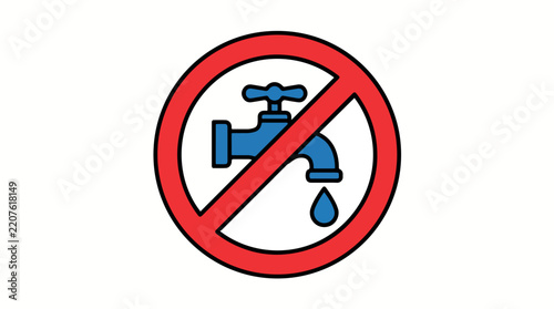 No water faucet sign indicating prohibition of water usage.