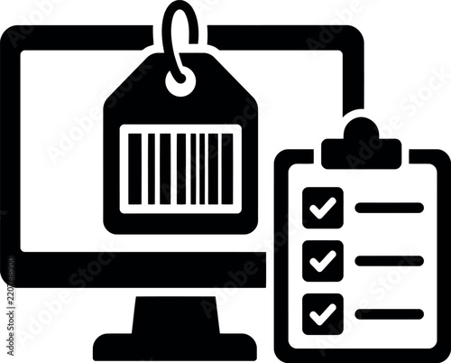 Product barcode inventory and checklist management icon