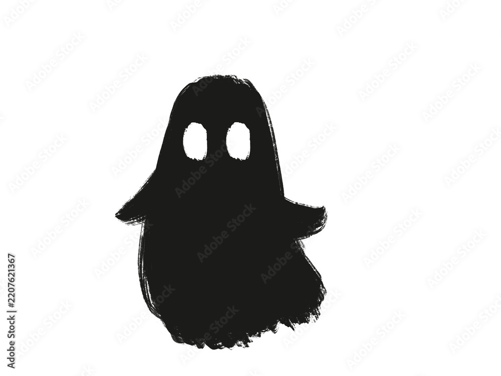 Obraz premium Hand drawn spooky ghost Halloween illustration