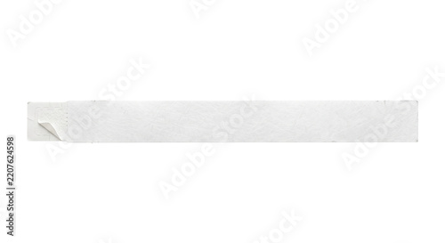 Obraz na plátně Long rectangular white sticker with a peeled corner reveals a textured surface u