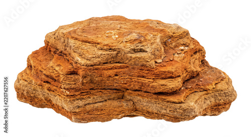 Obraz na plátně Large, textured, layered brown sandstone rock with visible erosion and natural p