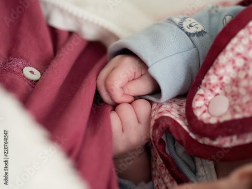 Newborn Baby Hand Foot Infant Family Care Love Childhood Tenderness Closeup