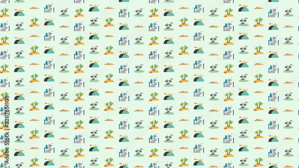 Fototapeta premium Seamless pattern of landscape icons