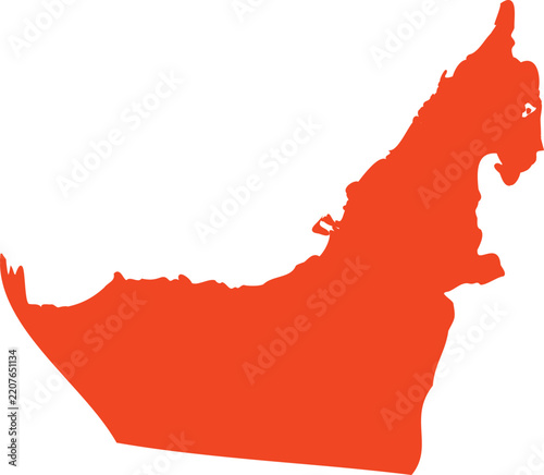 Orange silhouette map of United Arab Emirates country outline