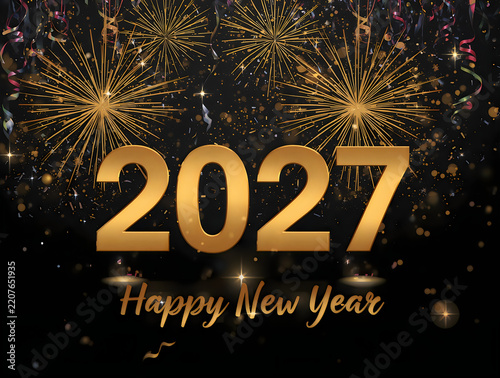 lucid origin Elegant Center Happy New Year celebration design with large golden numerals
