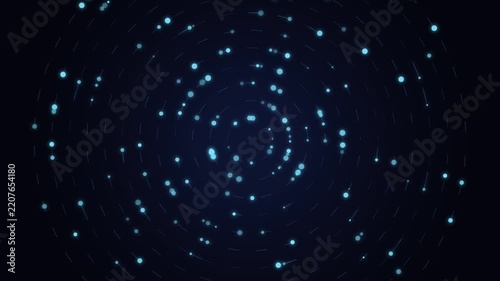 Spiral pattern of blue glowing dots on dark background