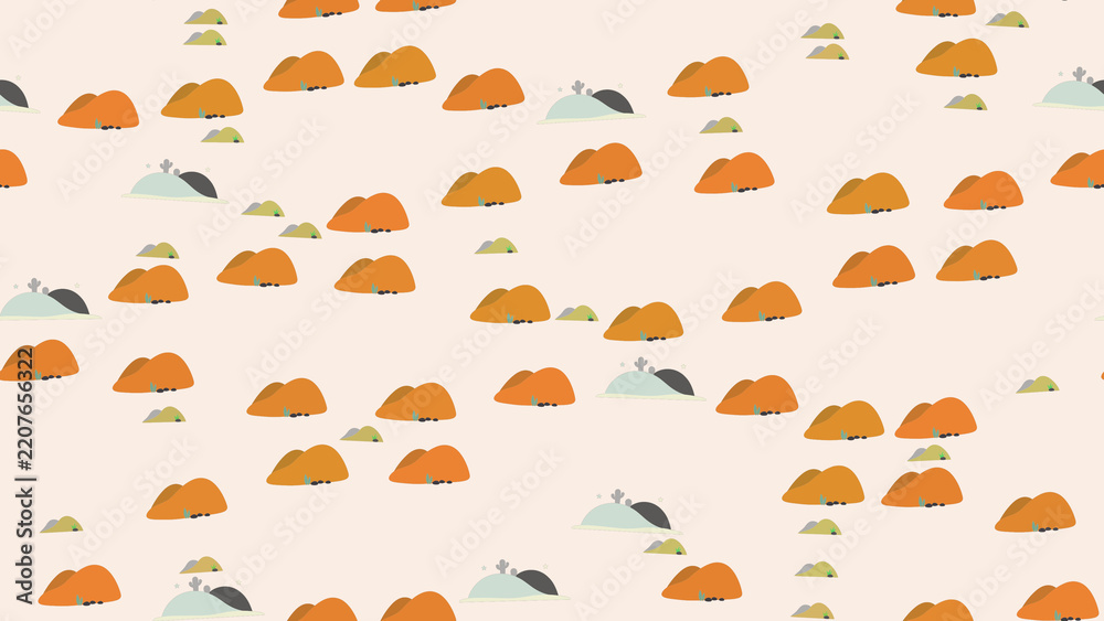 Obraz premium Stylized Desert Hills and Cacti Pattern