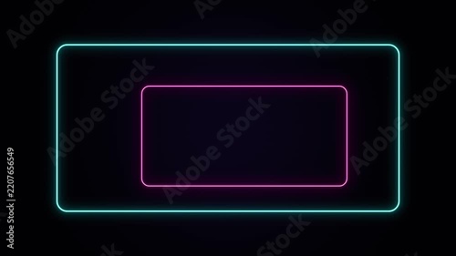 Neon glowing rectangles with cyan and pink outline