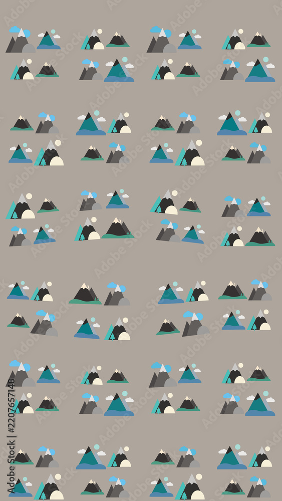 Fototapeta premium Stylized Mountain Landscape Pattern