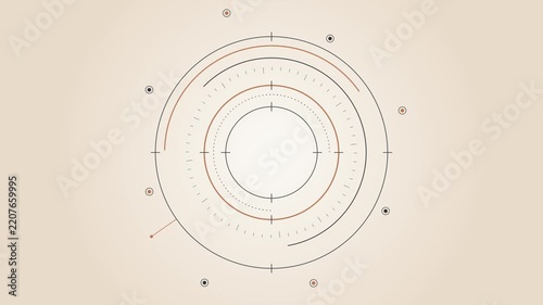 Concentric circles technical diagram with markers