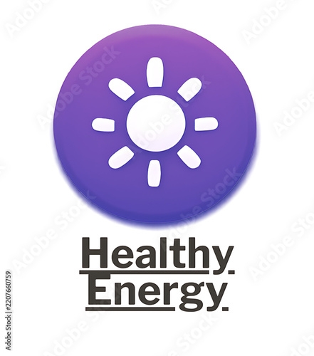 Healthy energy logo icon with sun graphic for wellness branding and