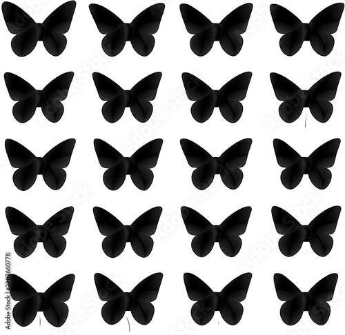 Black butterfly clipart collection for nature-themed designs with
