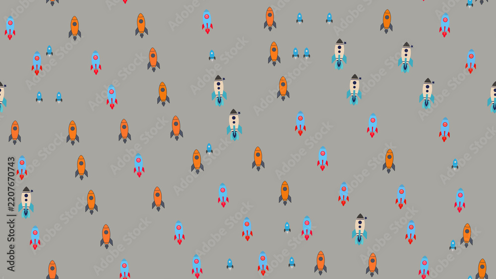 Fototapeta premium Stylized Rocket Pattern