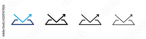 Rebound arrow bounce rate icon set for business interface design