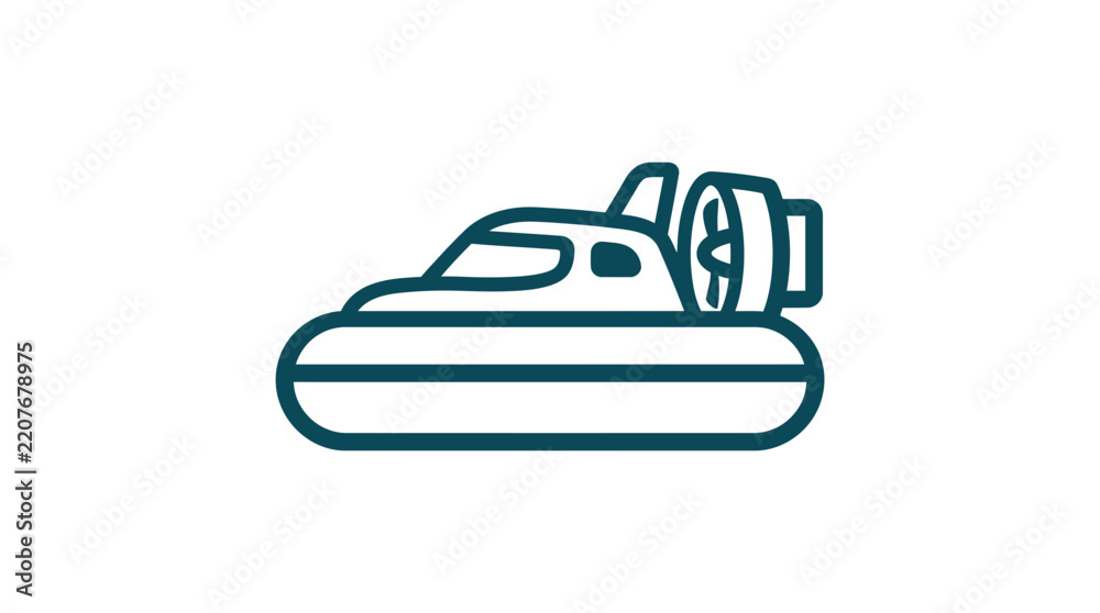 Obraz premium Minimalist Line Art Icon of a Hovercraft Vehicle