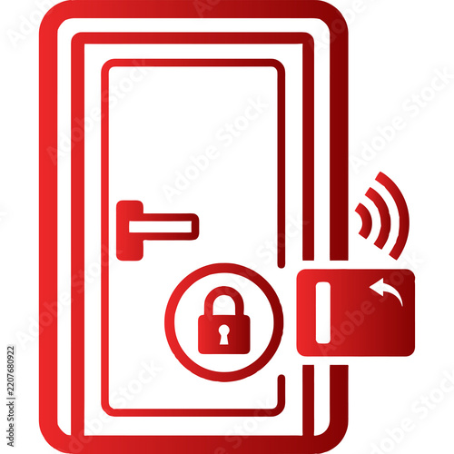 Smart door lock access control icon with wifi signal and padlock isolated transparent PNG
