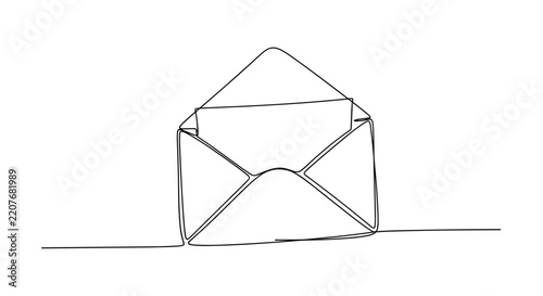 Open envelope with letter in continuous line art style