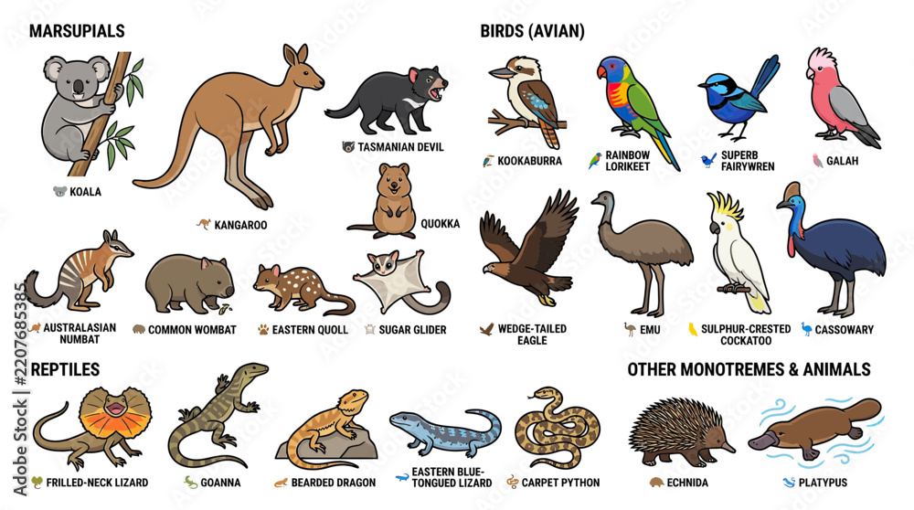 Obraz premium Australian Animals Collection Isolated