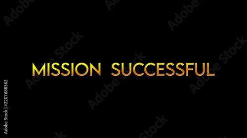 Mission successful text animation overlay transparent