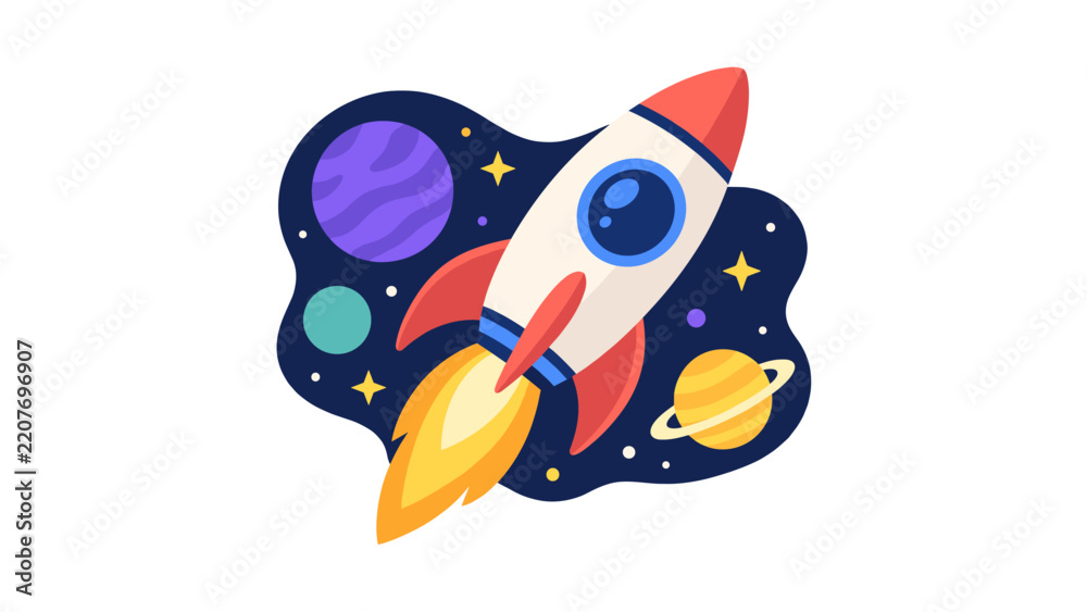 Fototapeta premium Rocket in space illustration