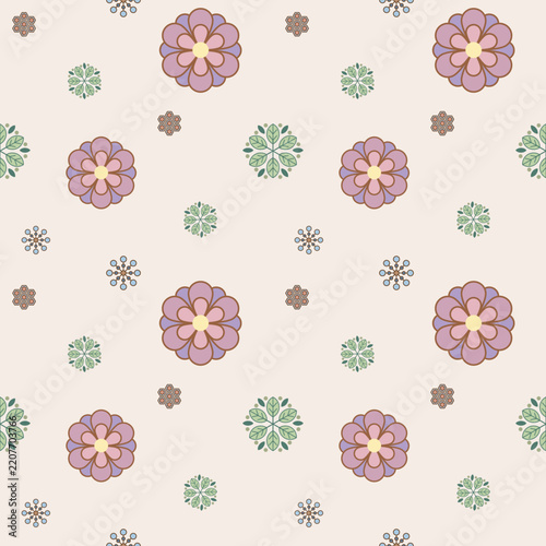Pastel Garden Flowers Scattered Seamless Pattern