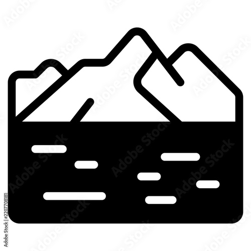 Vector illustration of a mountain landscape in flat style with layered mountains, soft blue color palette, suitable for nature, travel, or outdoor themes.