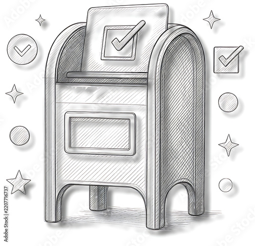 Mailbox with checkmark icon for approval or success confirmation