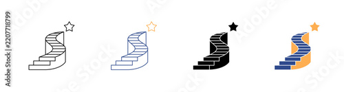 Career Path Stairs to Success Icon Pack Vector Icons Illustration