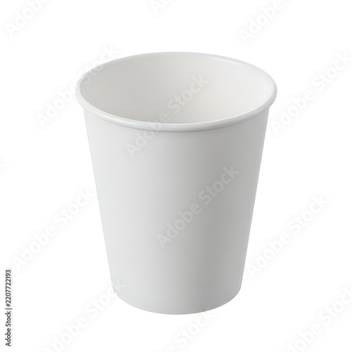 Empty white disposable paper coffee cup