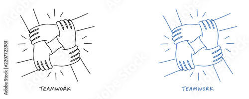 Group of hands holding each other together as a symbol of teamwork Vector