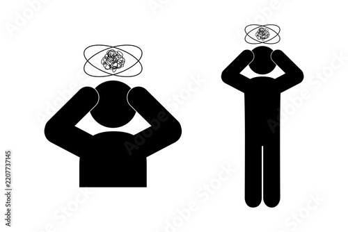 Anxiety icon, confusing thoughts. Element for design isolated on white background, for web and app. Flat vector illustration