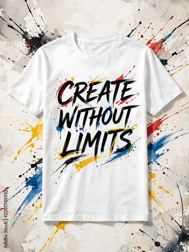 Fototapeta premium T-shirt with creative paint splatter and quote design