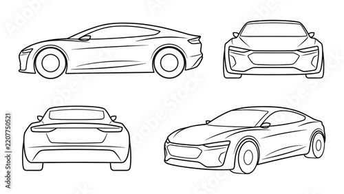 Modern Passenger Car Clipart with Sleek Automotive Styling Isolated on Transparent Background.
