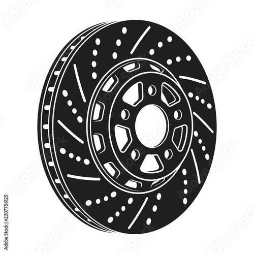 Black car brake disc illustration