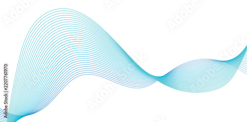 Abstract flowing cyan digital waveform line pattern on white background with flowing lines cyan waves graphic design data visualization sound wave frequency analysis