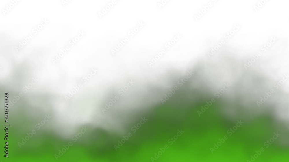 Obraz premium Atmospheric olive moss green smoke and fog overlay on transparent background, rising steam texture with soft haze and ethereal vapor clouds